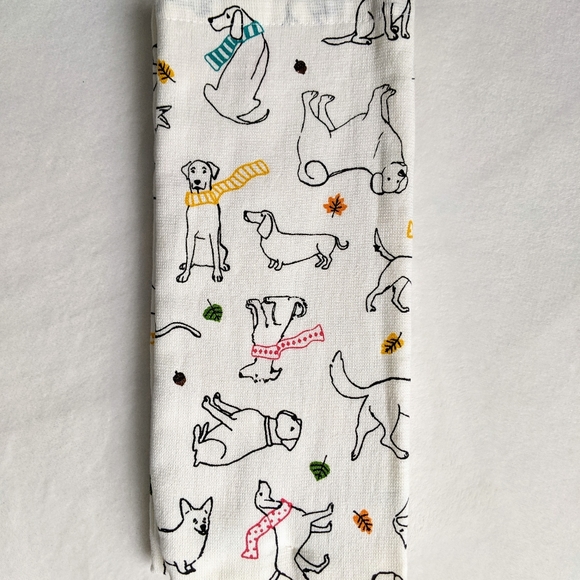 Isaac Mizrahi Other - Dog Print Fall Autumn Leaves Theme Kitchen Towel Set Of Two Cream Multi NWT
